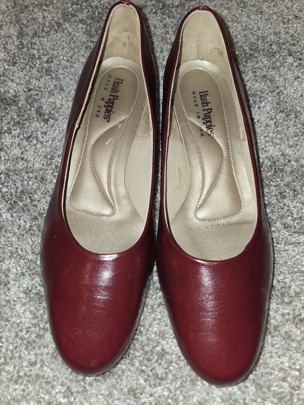 Hush Puppies Women's Red Leather Comfort Low Heels 9